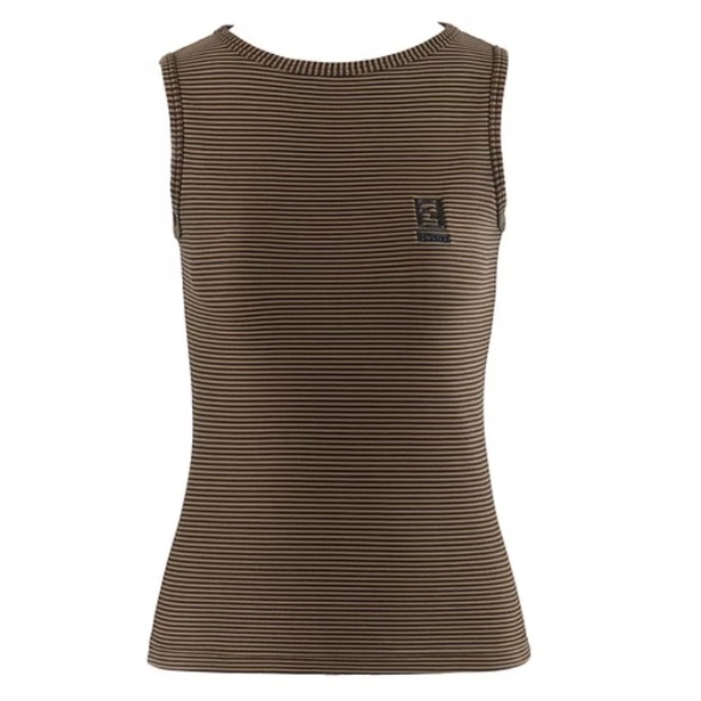 Fendi Brown Striped Tank Top